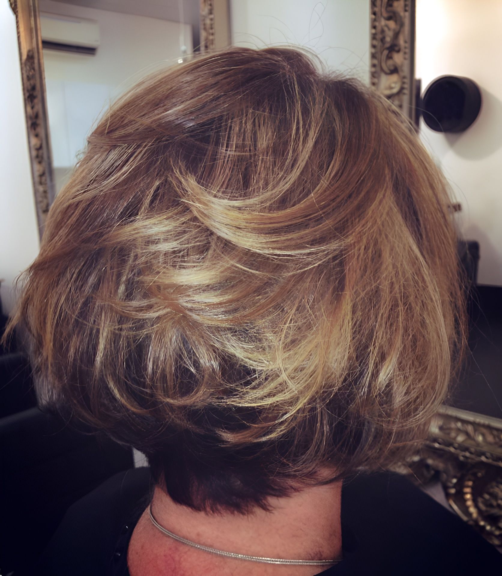 Blonde and Brown Layered Bob Hairstyle on a Person's Head — 5th Ave Hair Lounge in Caloundra, QLD