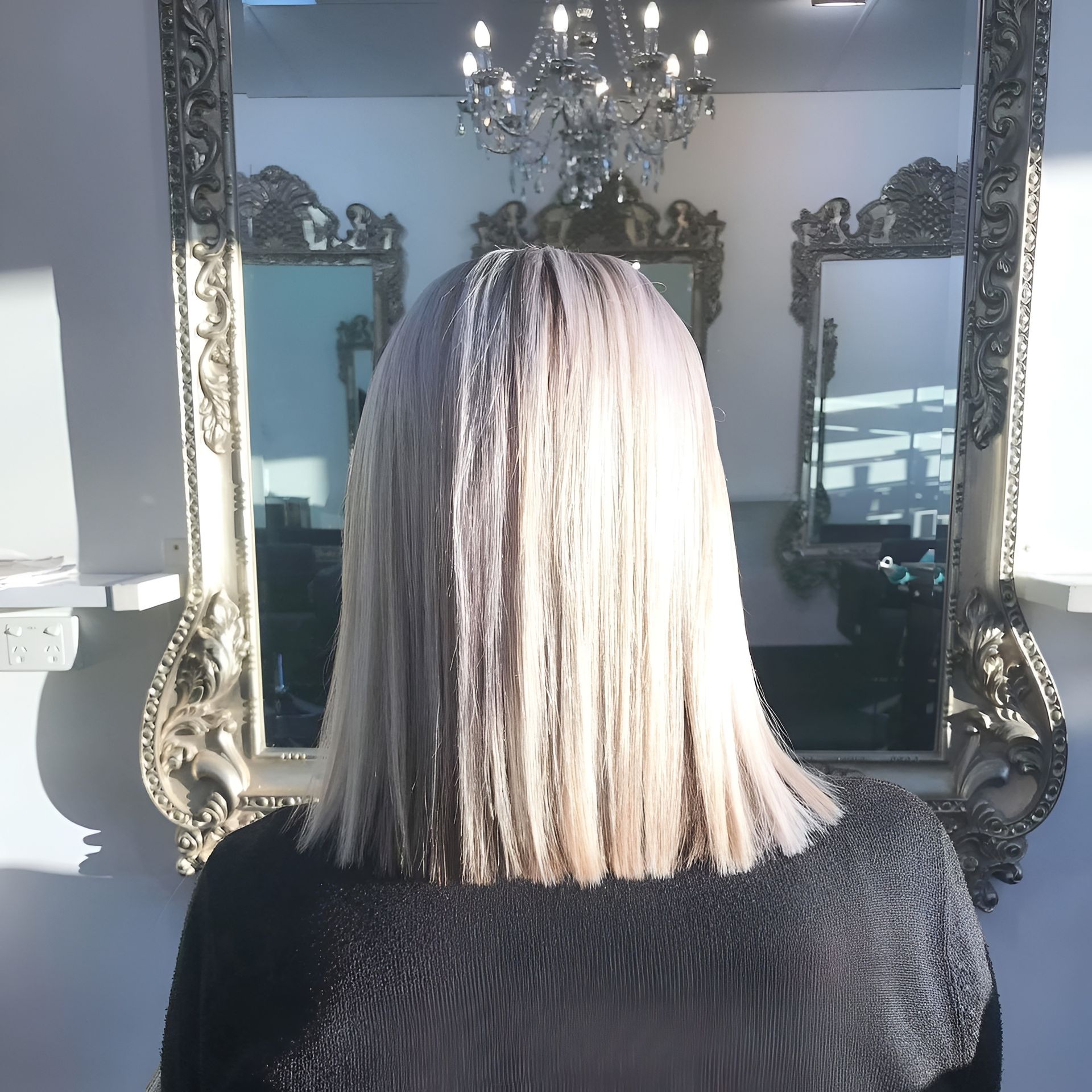 Blonde Hair, Straight Cut, Facing Away From Mirror — 5th Ave Hair Lounge in Caloundra, QLD