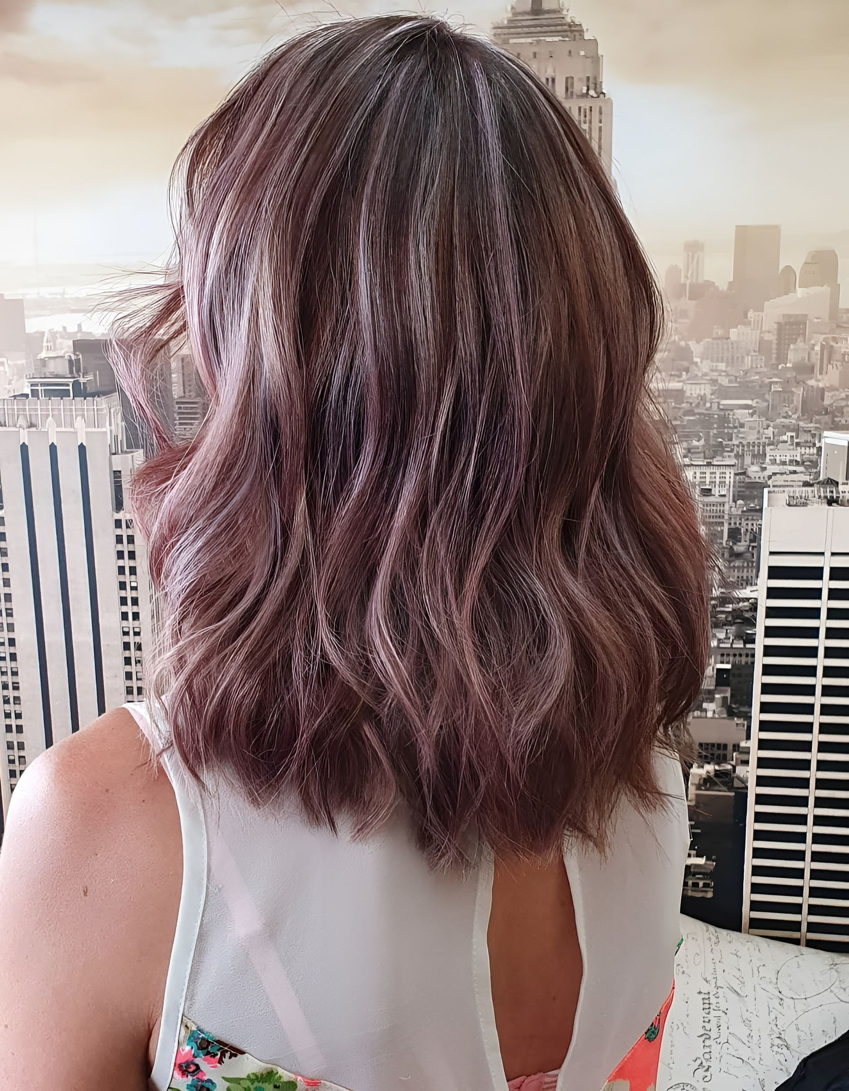 Woman With Crimped, Auburn Hair, Wearing a White Top — 5th Ave Hair Lounge in Caloundra, QLD