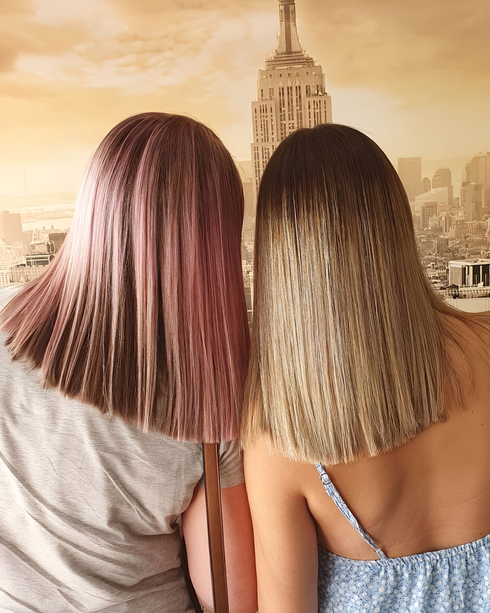 Two People With Crimped Hair, One Pink and One Blonde — 5th Ave Hair Lounge in Caloundra, QLD