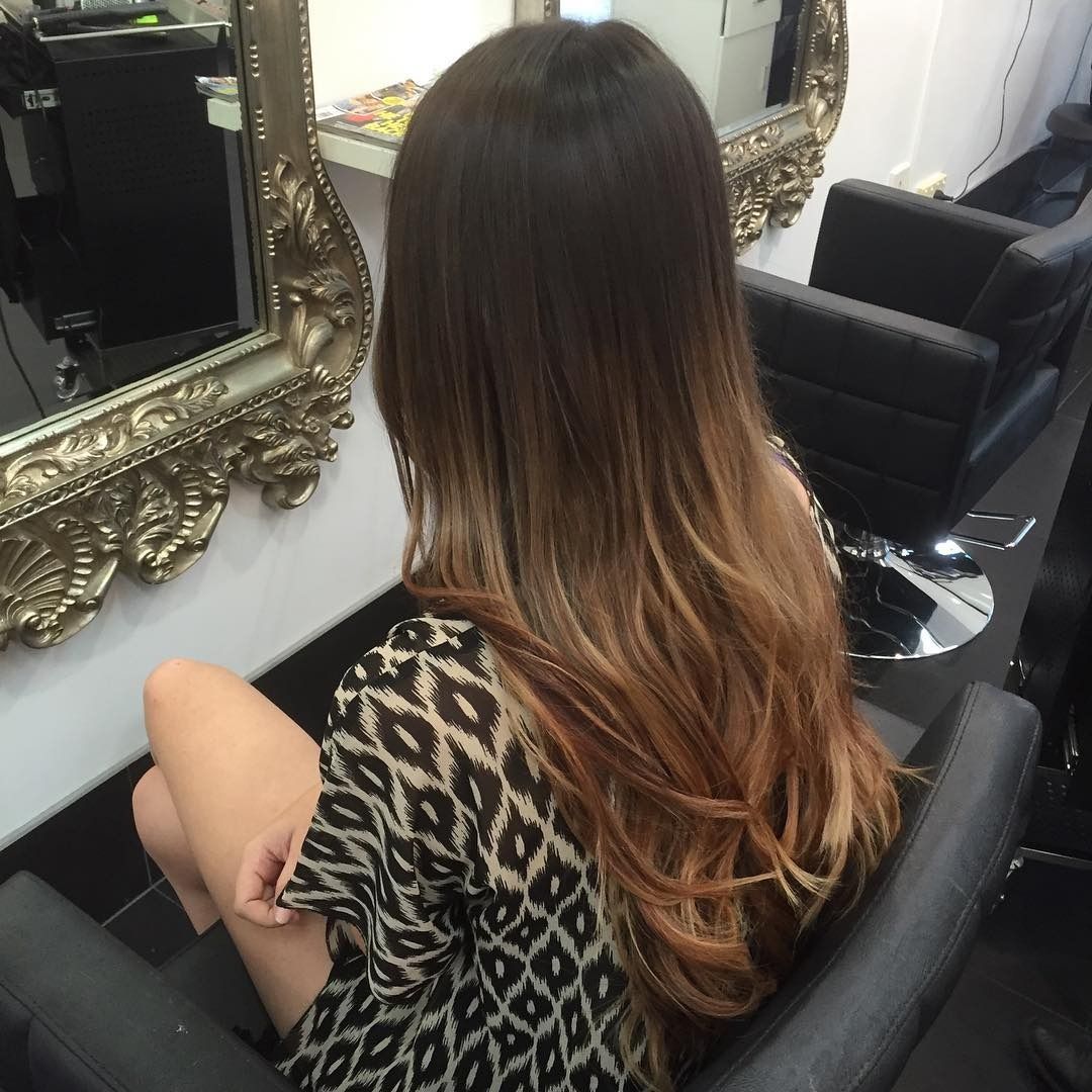 Woman With Ombre Brown to Blonde Hair, Sitting in a Salon Chair — 5th Ave Hair Lounge in Caloundra, QLD