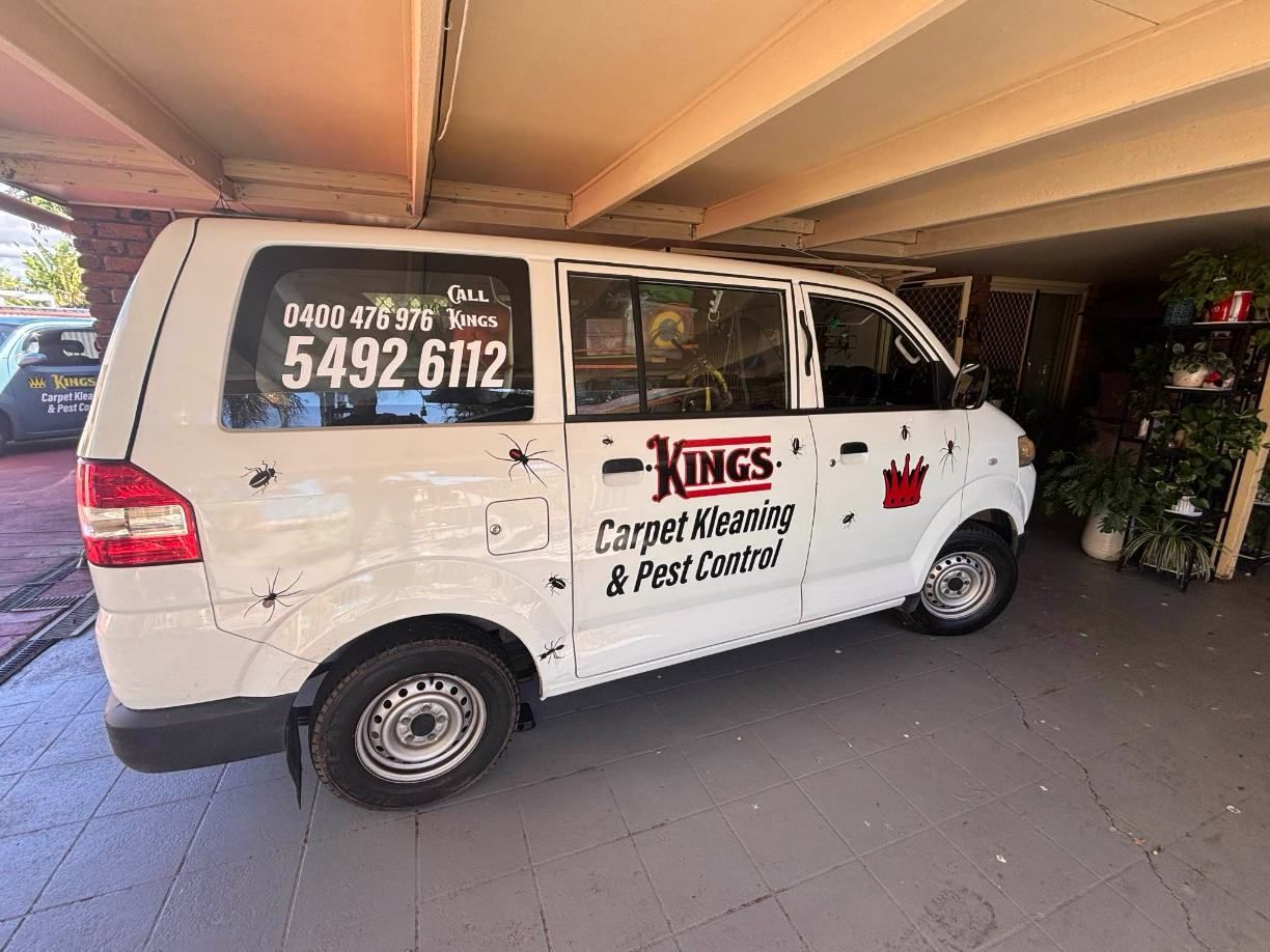 A White Van is Parked Under a Roof in a Driveway — King’s John Carpet Kleaning & Pest Control Service In Currimundi, QLD