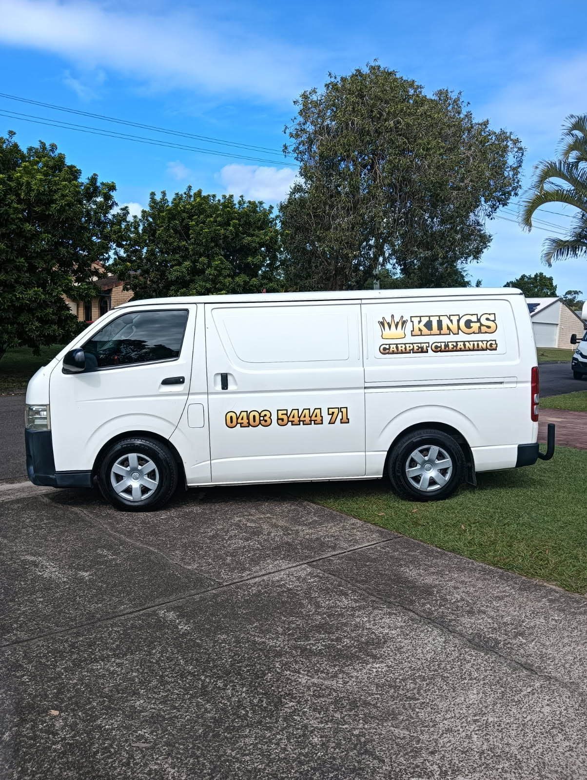 A White Van is Parked on the Side of the Road in a Driveway — King’s John Carpet Kleaning & Pest Control Service In Mooloolaba, QLD