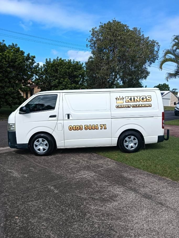A White Van is Parked on the Side of the Road in a Driveway — King’s John Carpet Kleaning & Pest Control Service In Currimundi, QLD