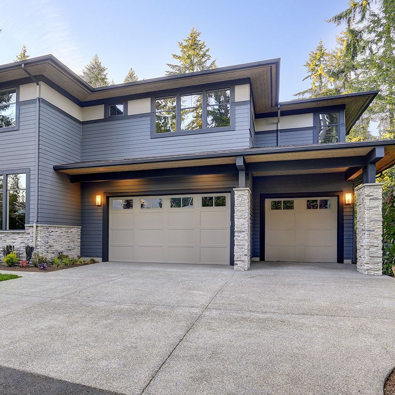 Residential House With Two Garage Door