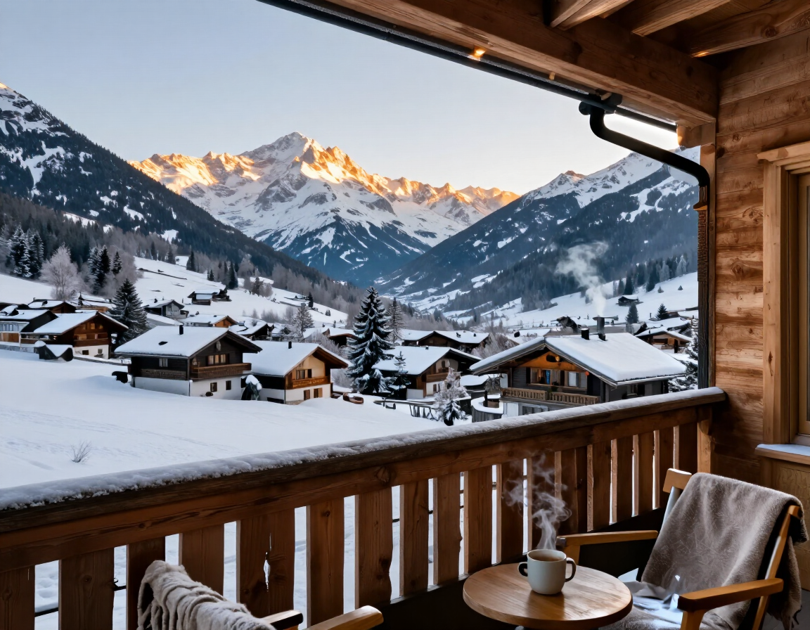 Balcony view over the Alpine valley