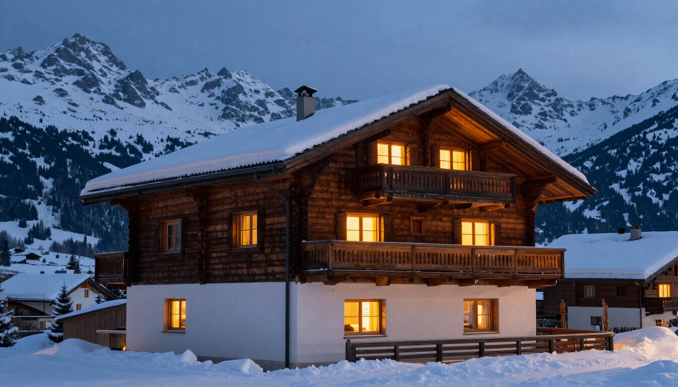 Casa Michela chalet at dusk in Bormio