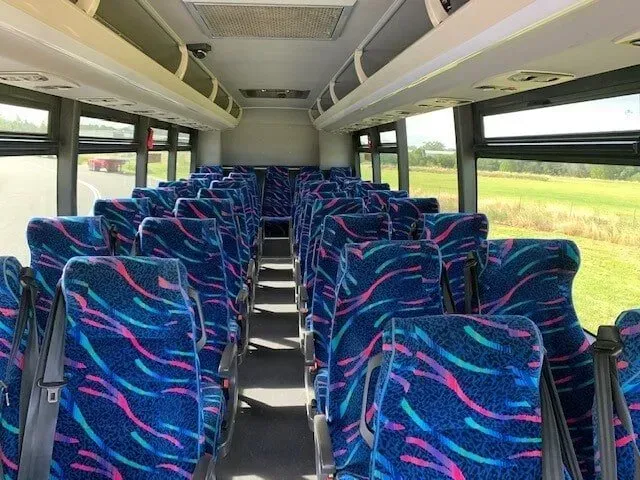 Blue And Pink Bus Seats — Wests National Coaches In Chevallum, QLD