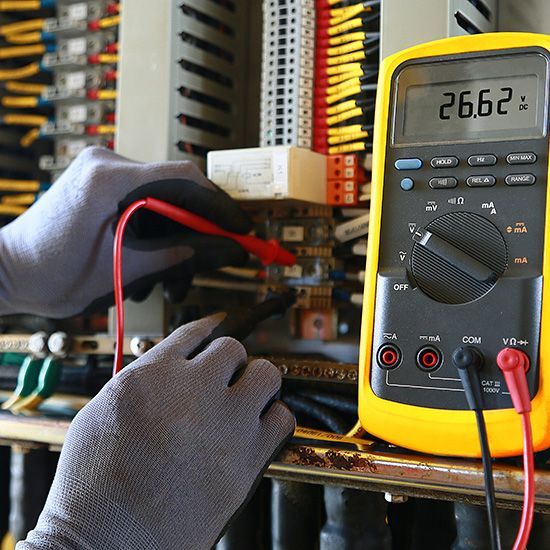 Electrical terminal in junction box and service by technician. Electrical device install in control panel for support program and control function by PLC. routine visit check equipment by technician