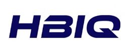 The text "HBIQ" written in a dark blue, bold, slanted sans-serif font against a white background.