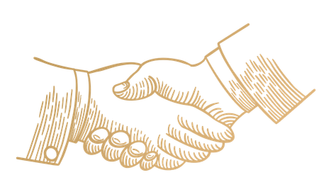 A drawing of two people shaking hands on a white background.
