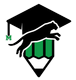 A black panther is jumping over a green pencil with a graduation cap.