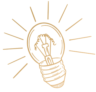 A drawing of a light bulb with rays coming out of it.