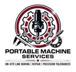 Portable Machine Services logo with gear, drill, and precision boring gauge in black, red, and gray.