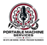 Portable Machine Services logo with gear, drill, and precision boring gauge in black, red, and gray.