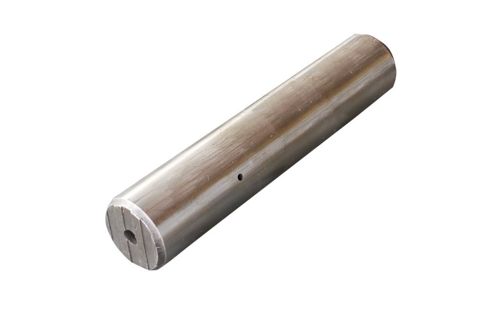 Metal cylindrical rod with a flat end, shown on a white background