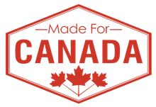 Red hexagon badge reading “Made for Canada” with red maple leaves