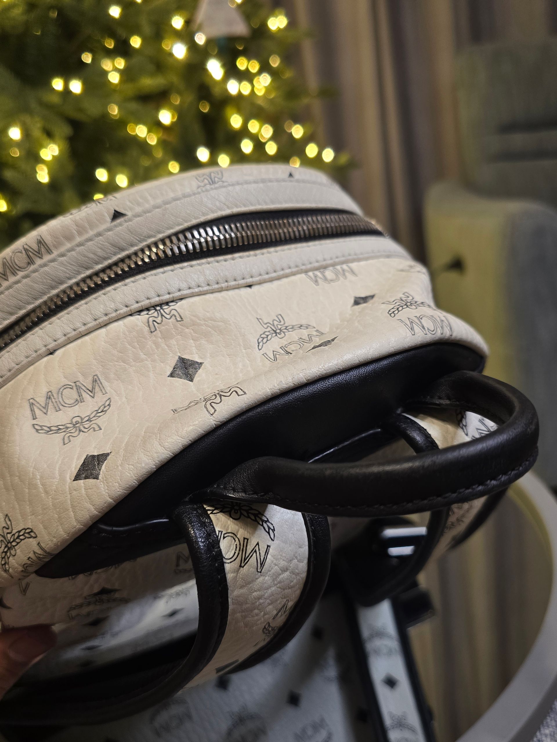 MCM Small White Backpack