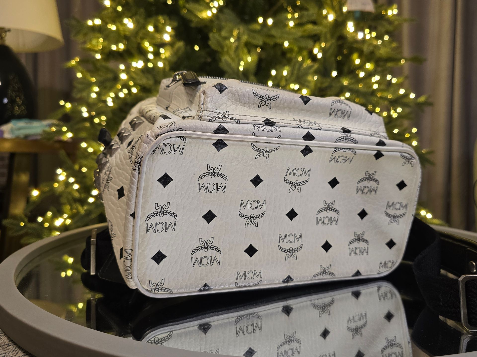 MCM Small White Backpack