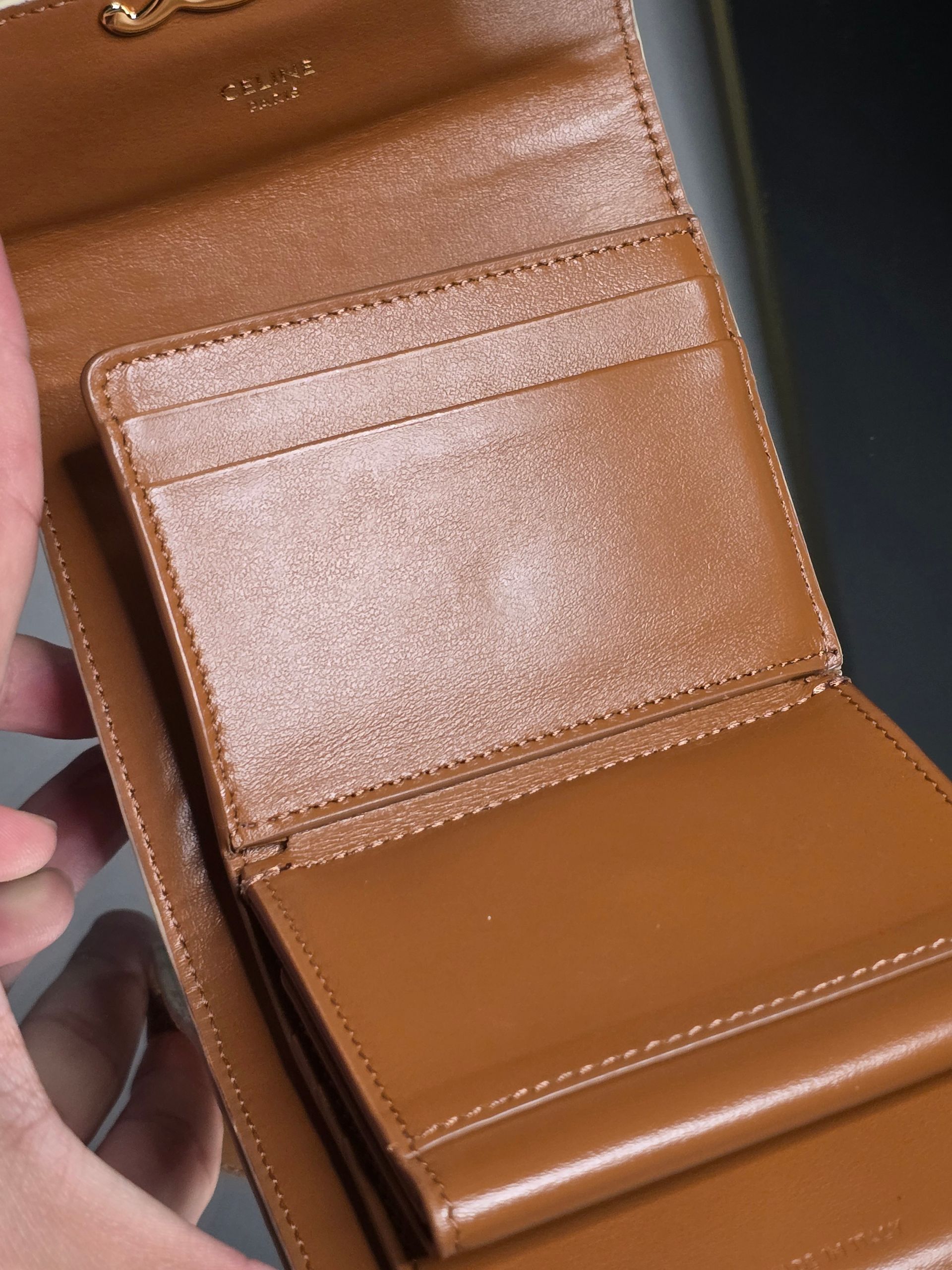 Celine Macadam White Triomphe Trifold Wallet