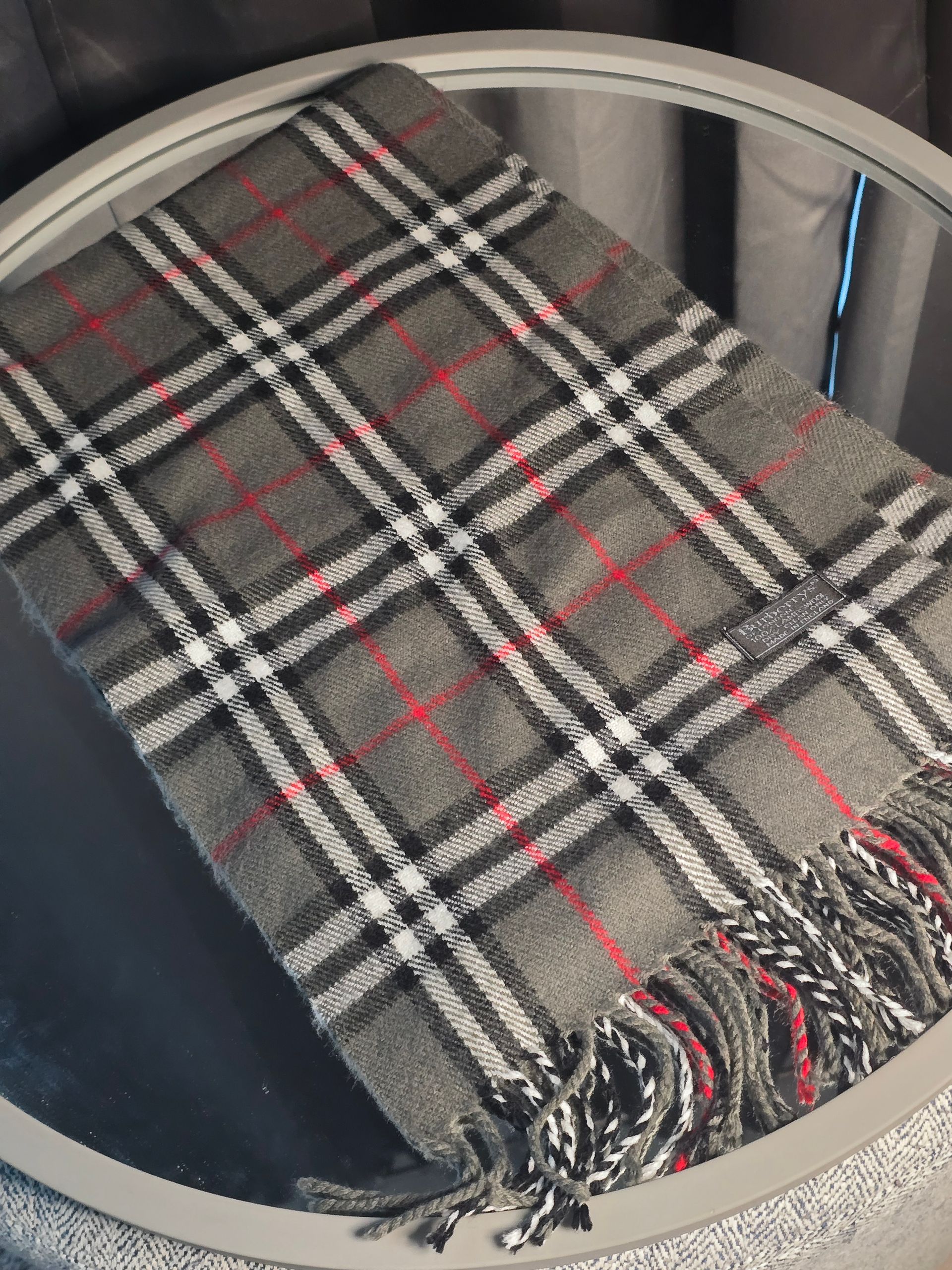Burberry Gray Lambswool 100% Scarf