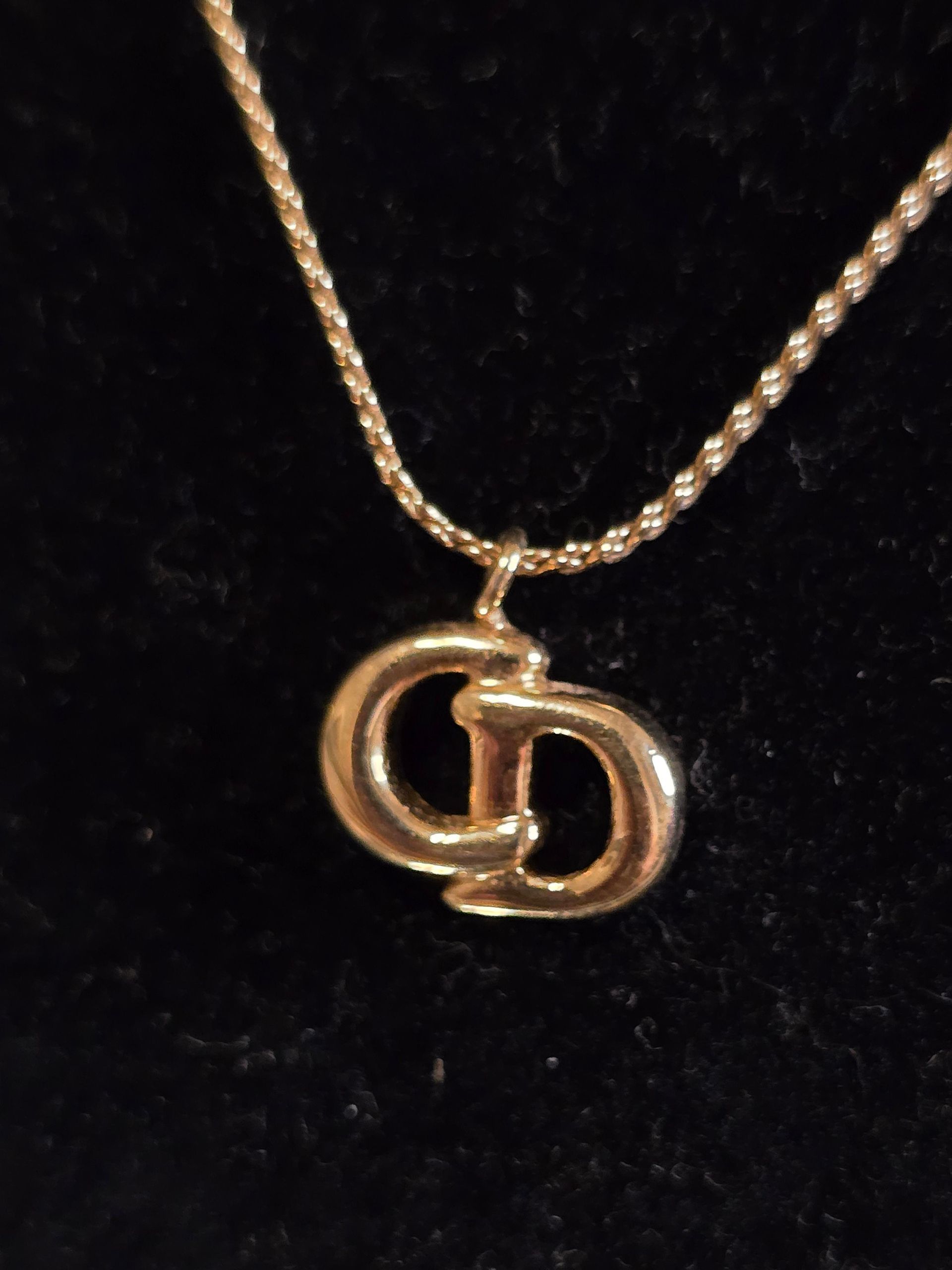 Christian Dior CD Monogram Gold Plated Pendant Chr. Dior Necklace