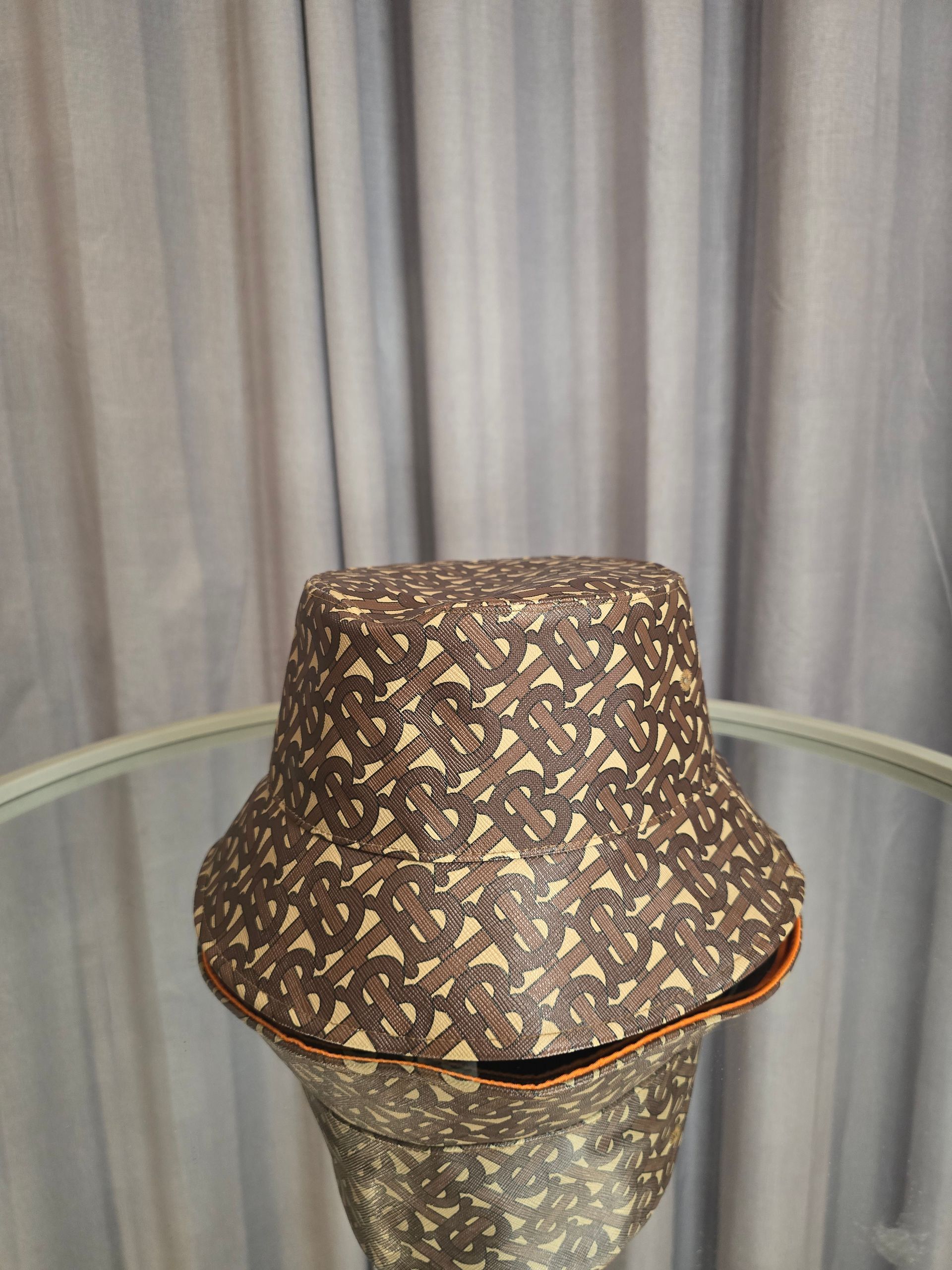 Burberry Brown Monogram Bucket Hat XL