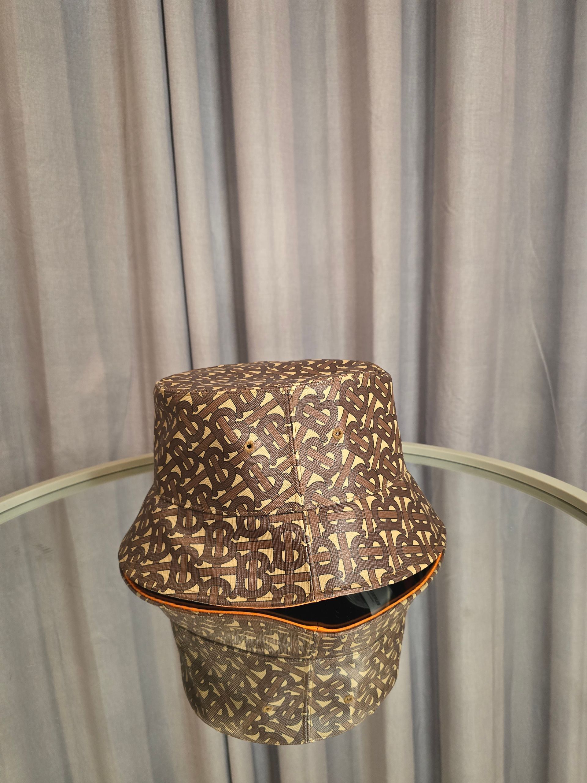 Burberry Brown Monogram Bucket Hat XL