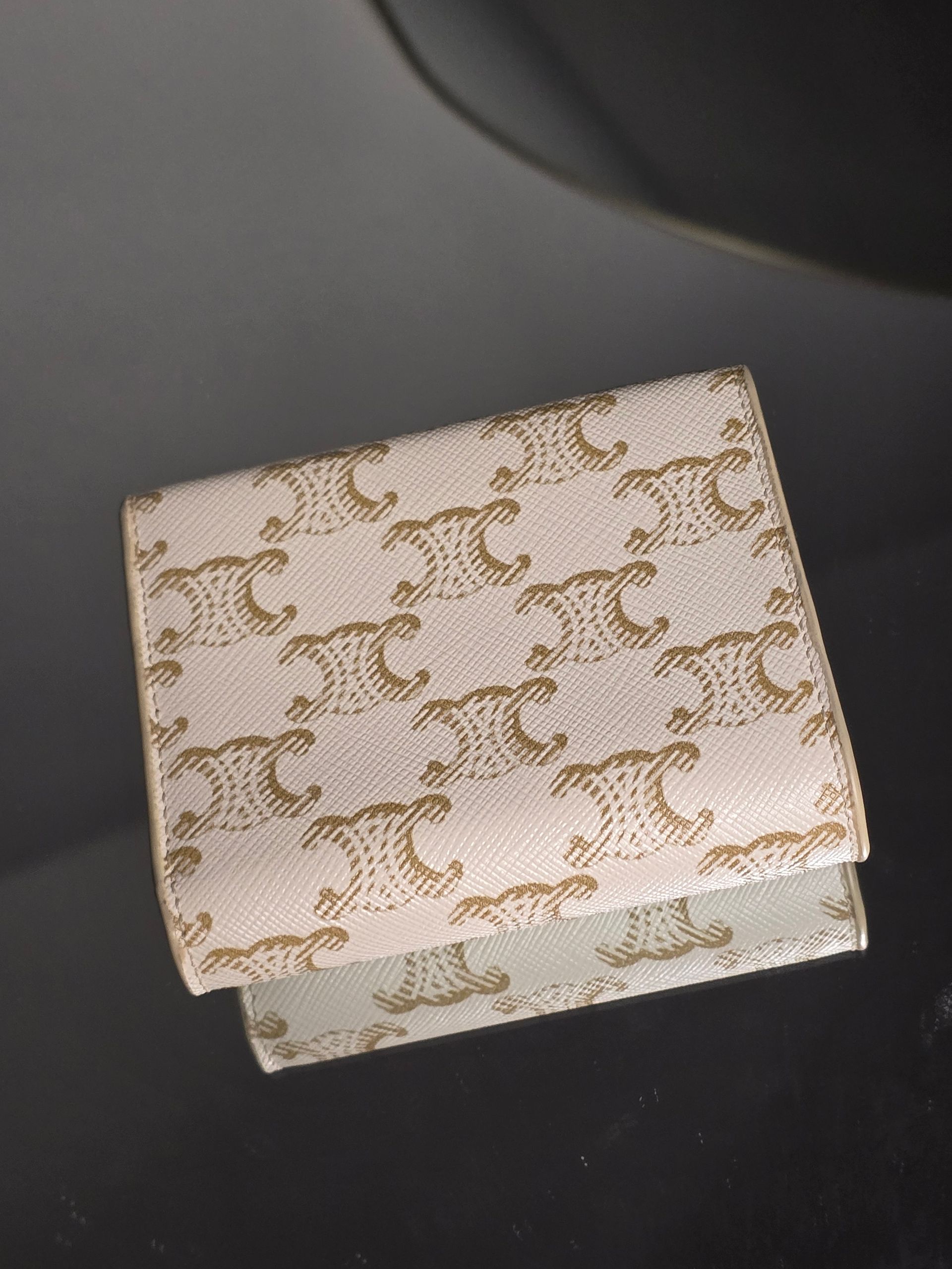 Celine Macadam White Triomphe Trifold Wallet