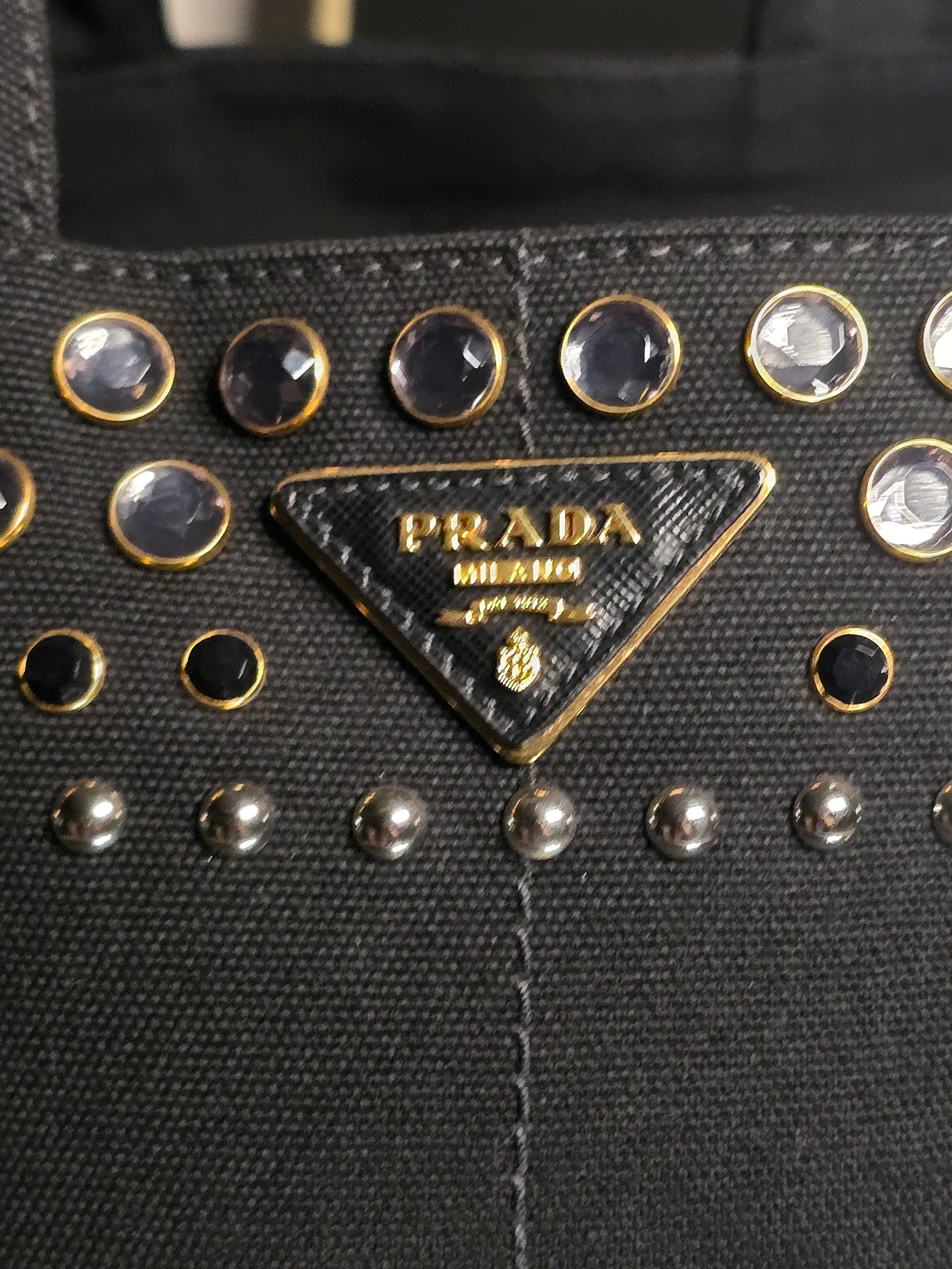Prada Black Canapa Tote Bag