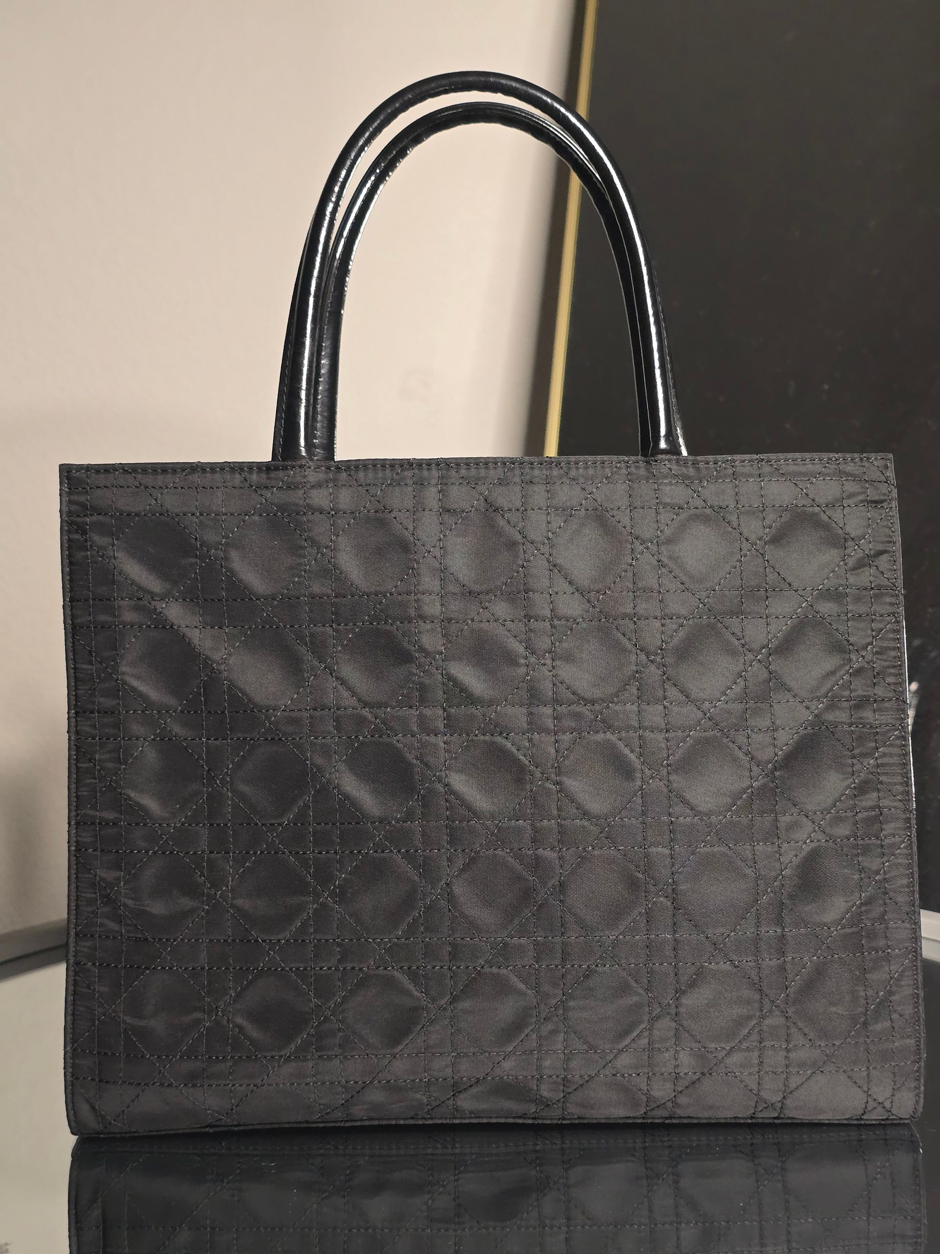 Christian Dior Cannage Nylon/Patent Leather Tote Bag