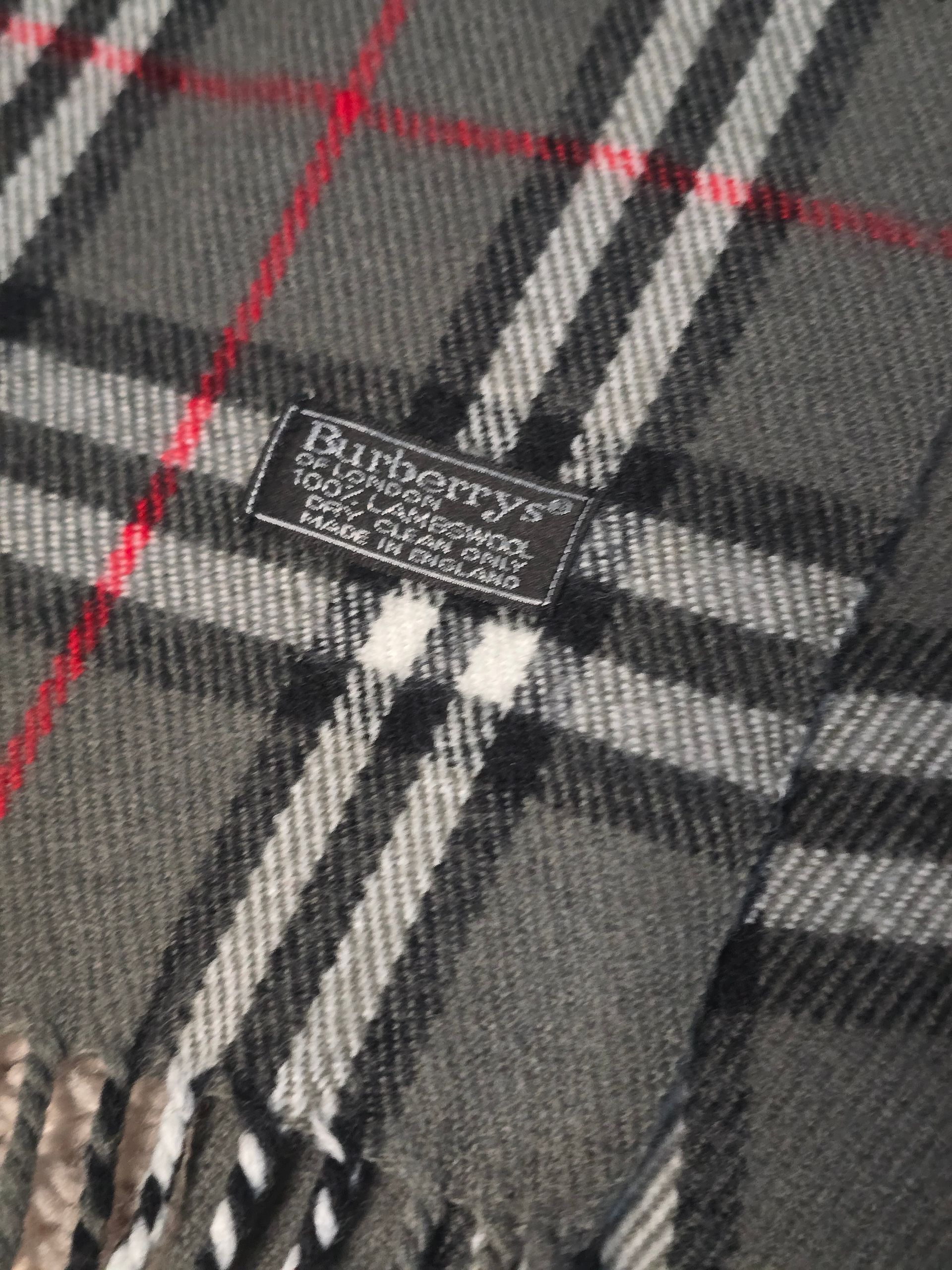 Burberry Gray Lambswool  100% Scarf