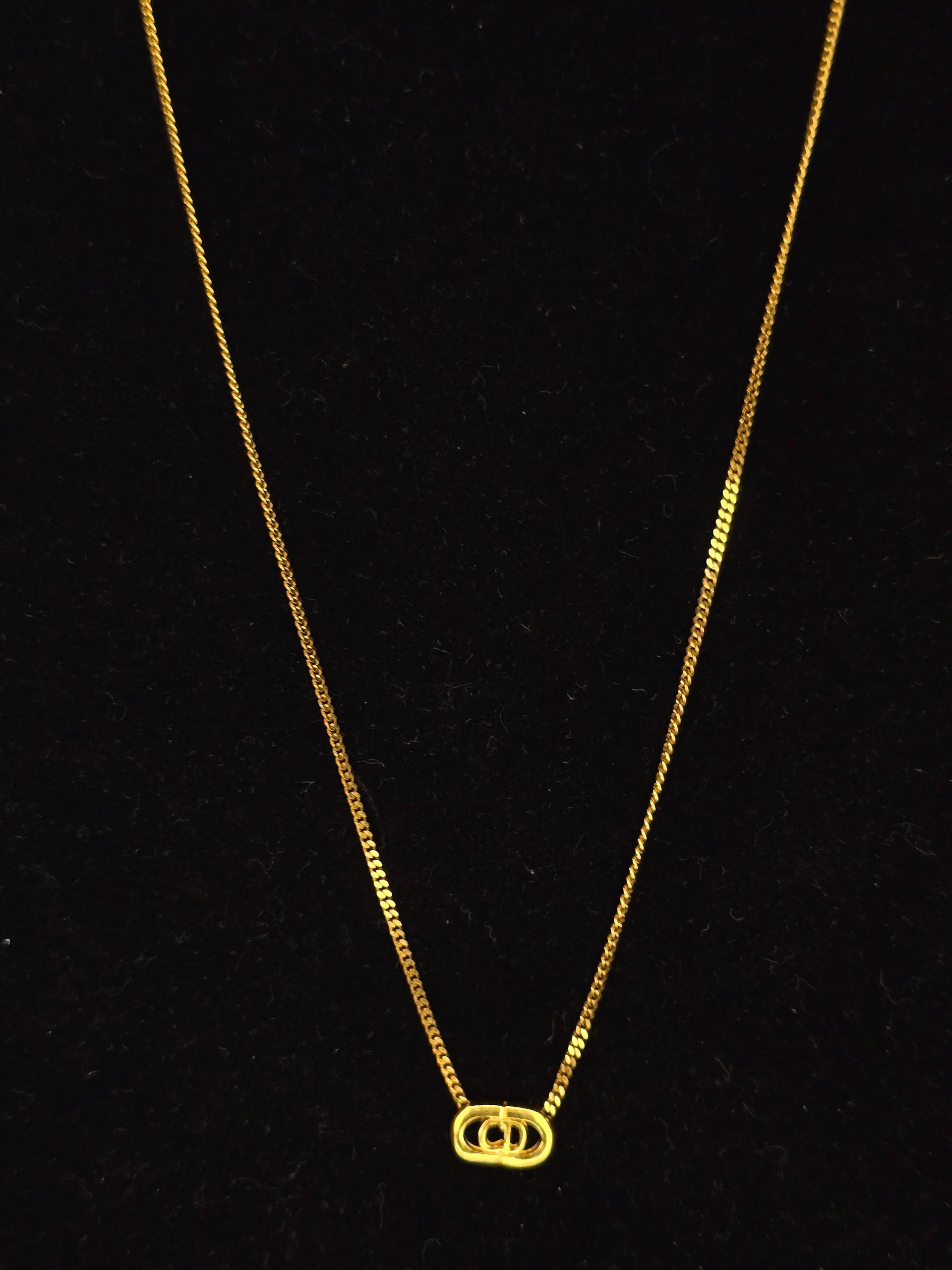 Christian Dior Gold-Finish Metal CD Signature Pendant Necklace 16