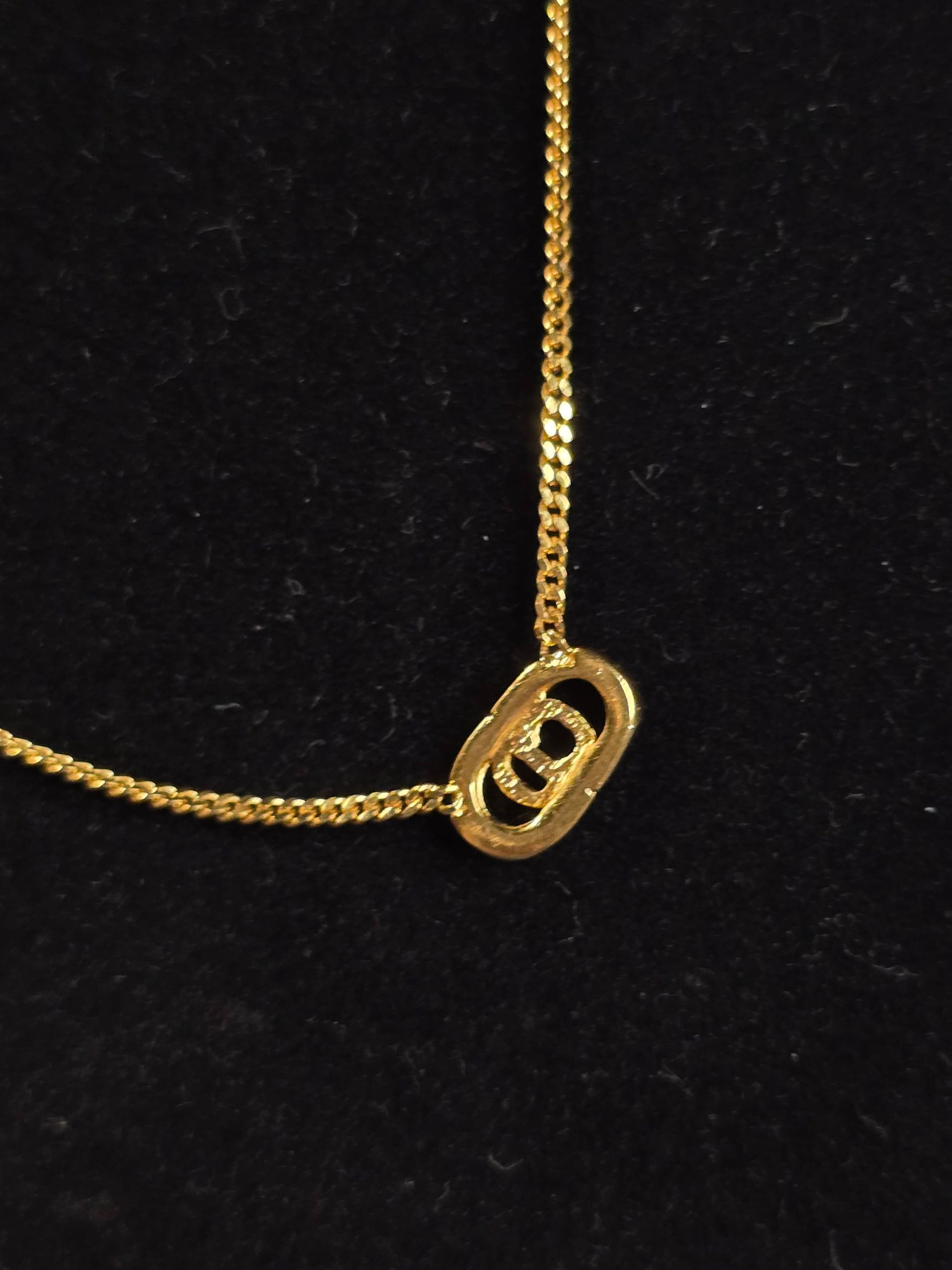 Christian Dior Gold-Finish Metal CD Signature Pendant Necklace 16