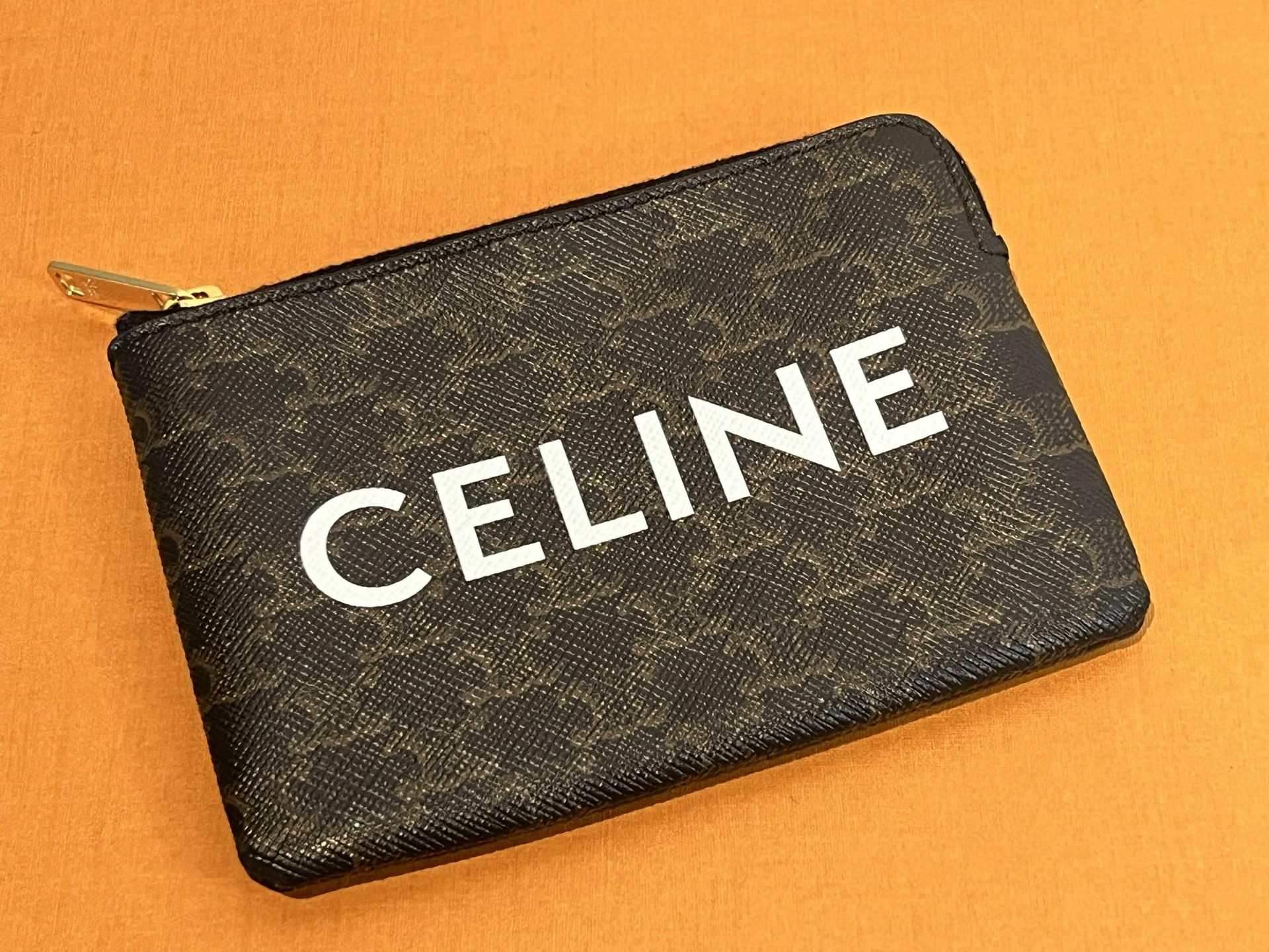CELINE Triomphe Canvas Hooked Coin & Card Pouc
