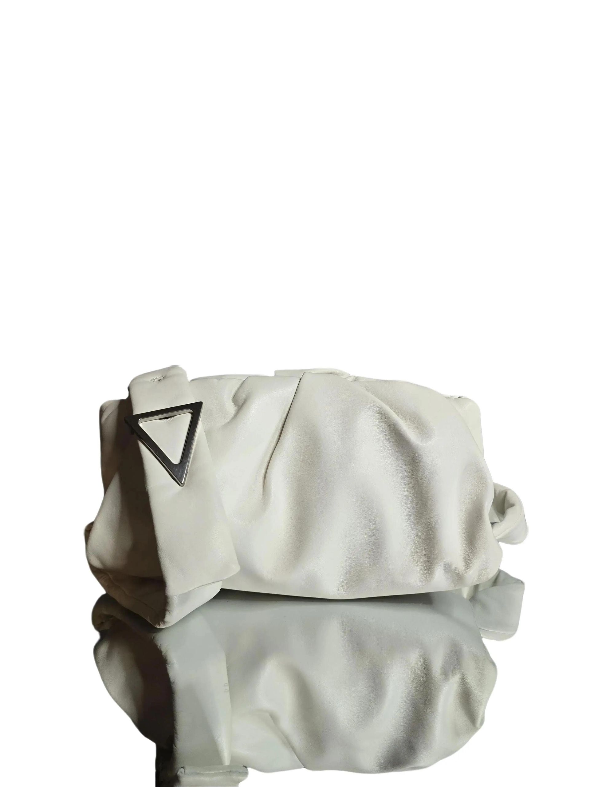 Bottega Veneta Beak Shoulder Bag in Off-White / Chalk Leather