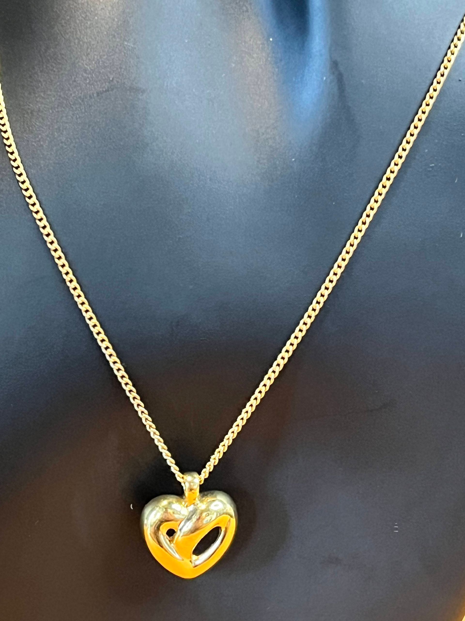 Christian Dior CD Gold Plated Logo Heart Pendant Necklace