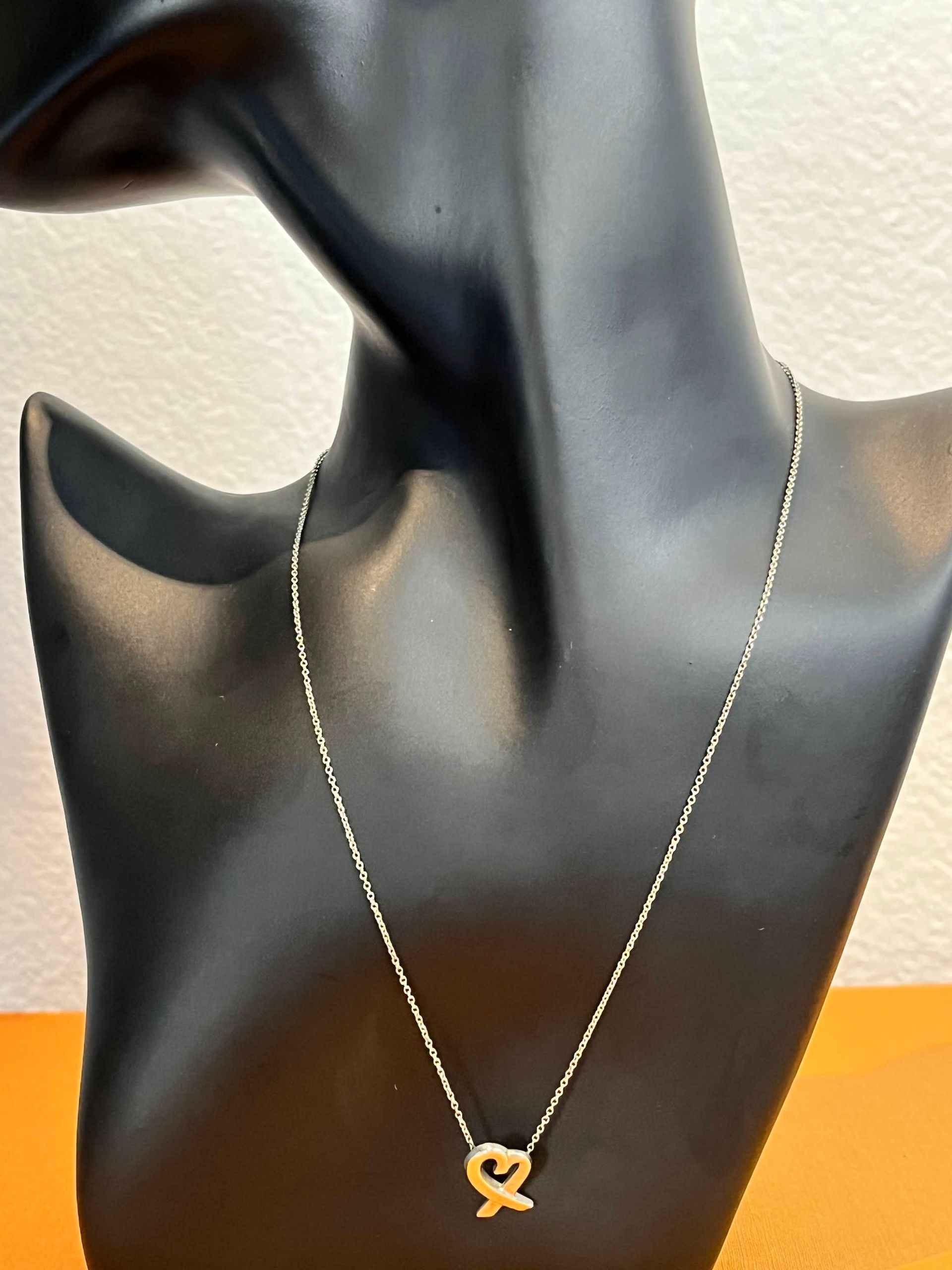 Tiffany & Co Paloma Picasso Loving Heart Pendant Sterling Silver Neckace 15