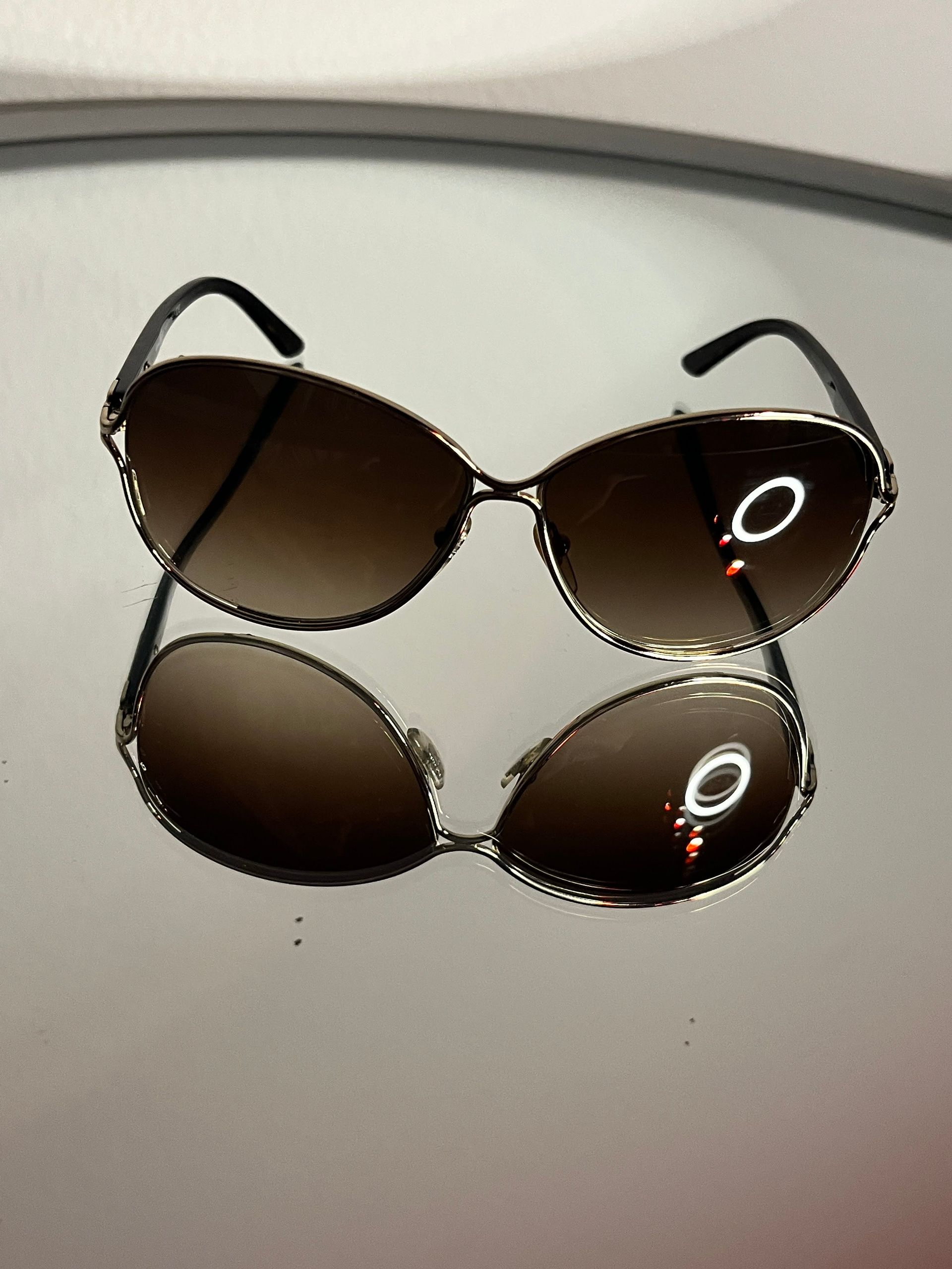 alvatore Ferragamo Gold Metal Aviator/Pilot Sunglasses with Brown Gradient Lens