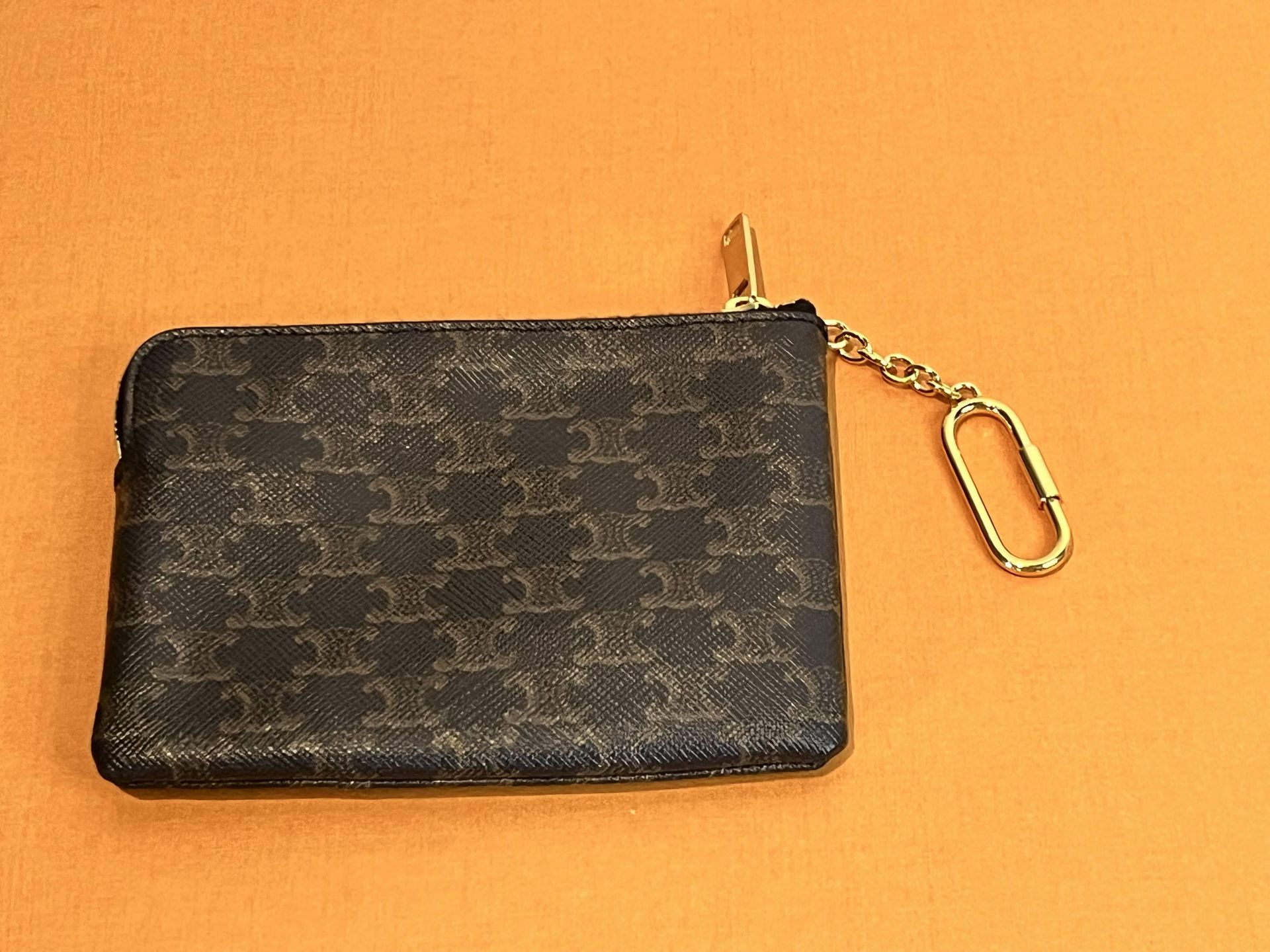 CELINE Triomphe Canvas Hooked Coin & Card Pouc