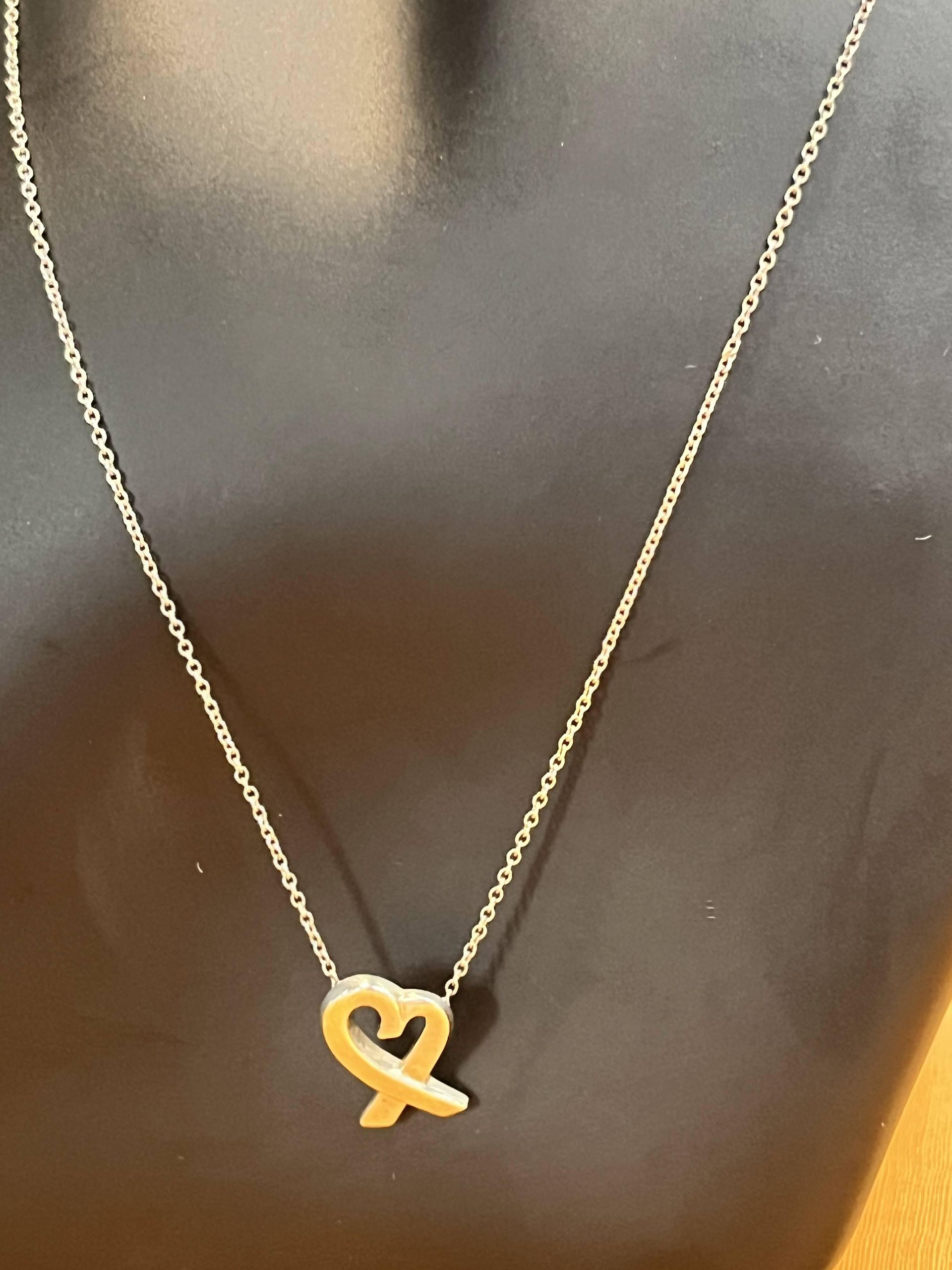Tiffany & Co Paloma Picasso Loving Heart Pendant Sterling Silver Neckace 15