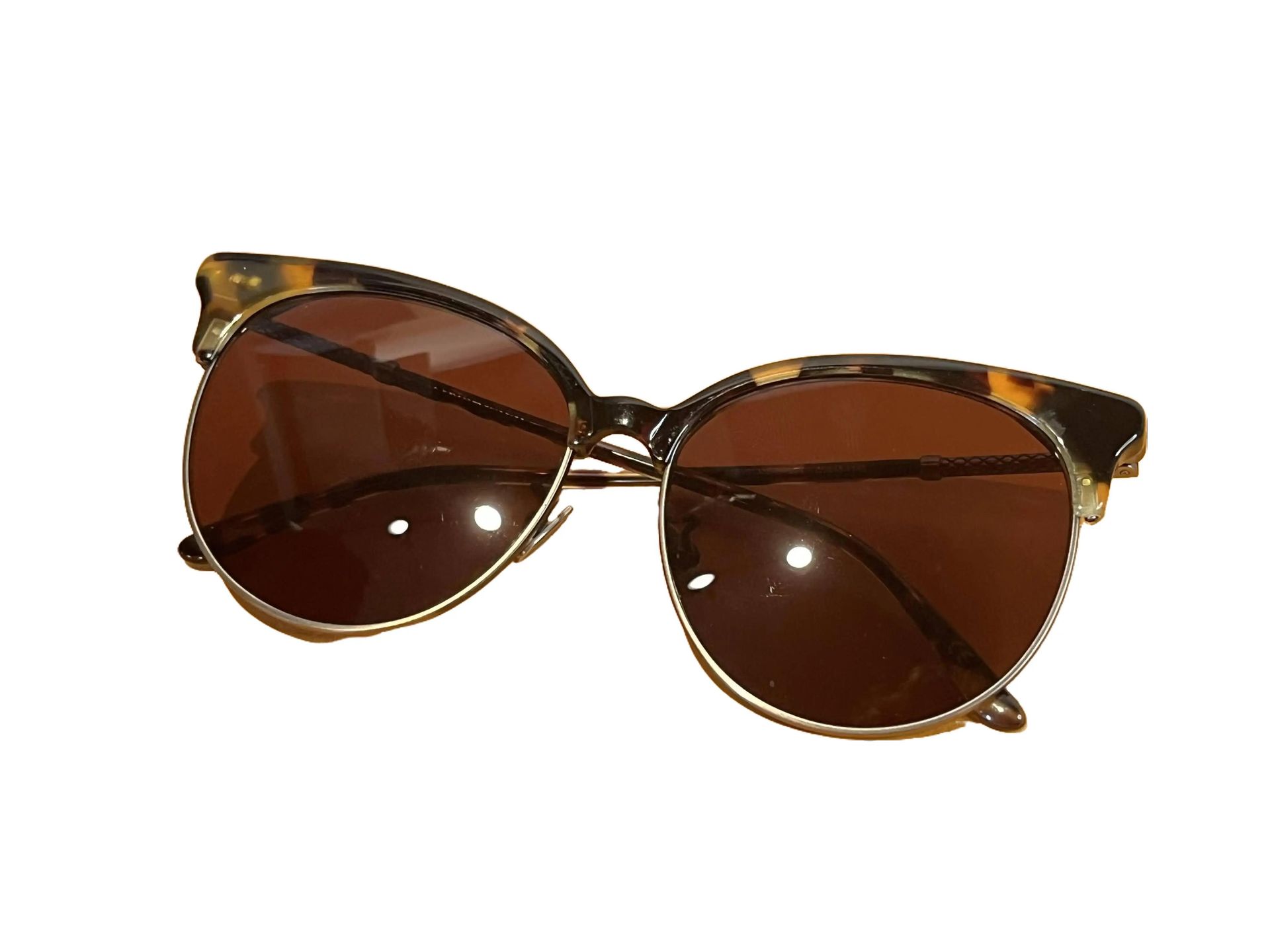 Bottega Veneta Brown Tortoiseshell & Gold Round Sunglasses BV0133S
