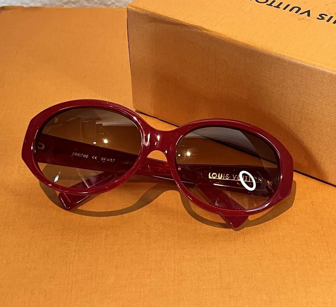 Louis Vuitton Vintage Red Obsession Round Sunglasses