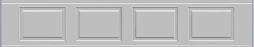 Gray paneled wall with four rectangular inset sections