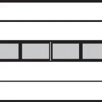 Row of gray rectangular panels separated by black borders on a white background