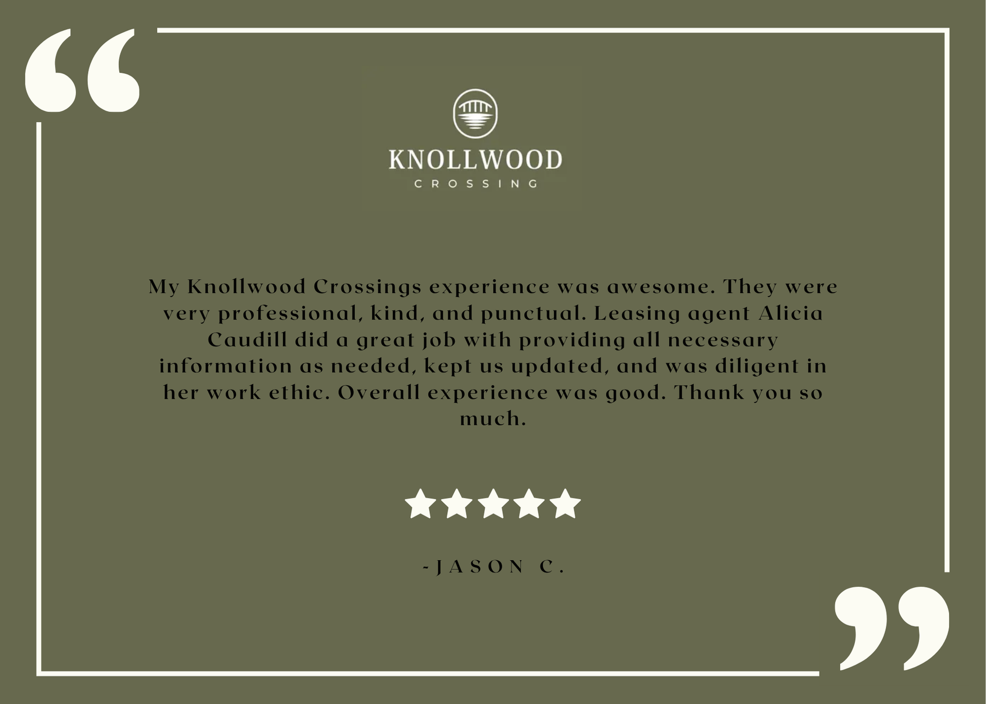Positive resident feedback – from Knollwood Crossing