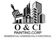 O & C Painting Corp logo with paintbrush, buildings, and house silhouette; residential, commercial, industrial.