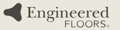 Logo for Engineered Floors, with a dark gray abstract shape and text on a light background.