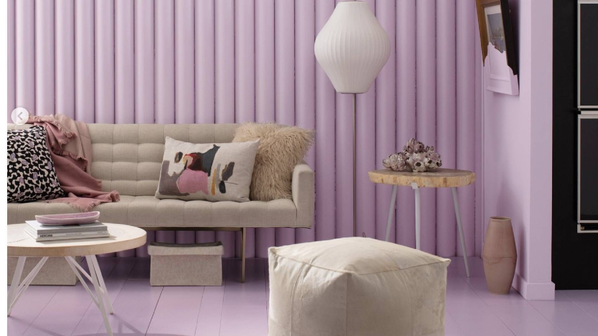 Benjamin Moore pink paint in a modern living room near Lexington, KY