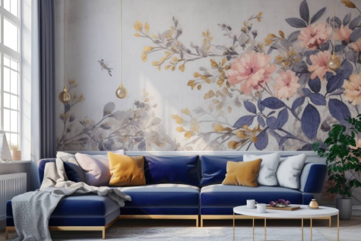 Peel and stick wallpaper in a living room near Lexington, KY